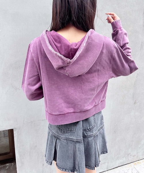 INGNI（イング）の「ピグメントスウェットショートZIPパーカー（パーカー・レディース・バーガンディー/ネイビー/ブラック・M）」の9枚目の写真