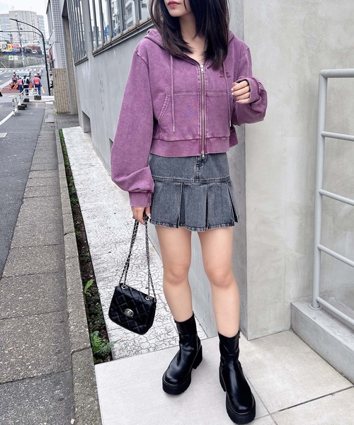 INGNI（イング）の「ピグメントスウェットショートZIPパーカー（パーカー・レディース・バーガンディー/ネイビー/ブラック・M）」の8枚目の写真