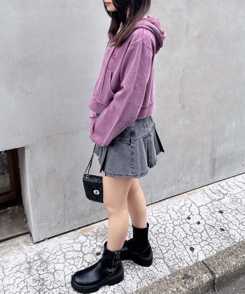 INGNI（イング）の「ピグメントスウェットショートZIPパーカー（パーカー・レディース・バーガンディー/ネイビー/ブラック・M）」の5枚目の写真