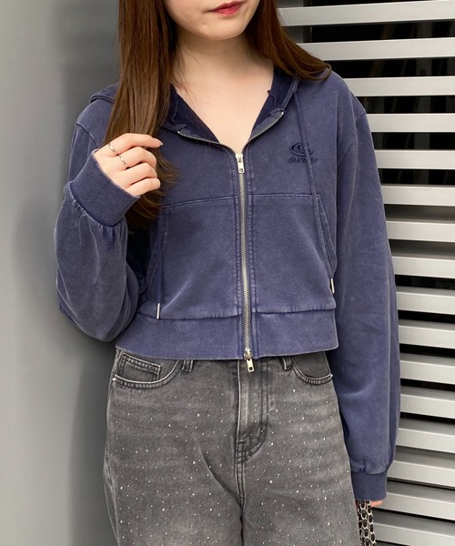 INGNI（イング）の「ピグメントスウェットショートZIPパーカー（パーカー・レディース・バーガンディー/ネイビー/ブラック・M）」の14枚目の写真