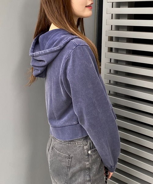 INGNI（イング）の「ピグメントスウェットショートZIPパーカー（パーカー・レディース・バーガンディー/ネイビー/ブラック・M）」の13枚目の写真