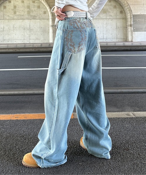 sedacle(セダクル)の「ウエスタンライクバック刺繍ペインターパンツ(デニムパンツ・メンズ・ブラック/ライトブルー・SMALL/MEDIUM/LARGE)」の16枚目の写真