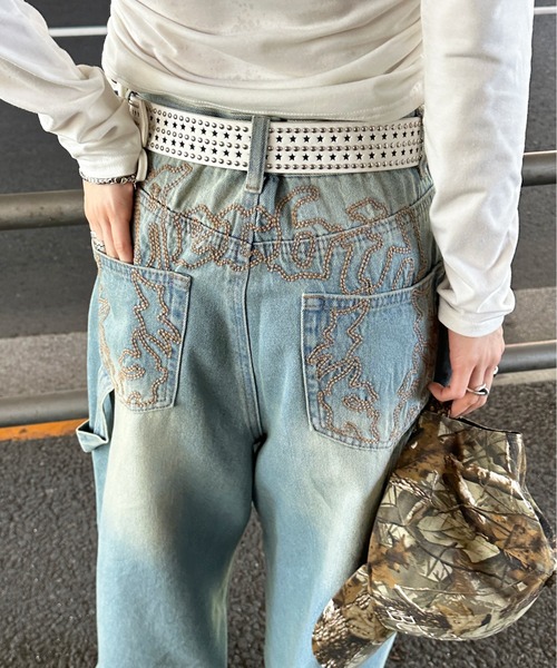 sedacle(セダクル)の「ウエスタンライクバック刺繍ペインターパンツ(デニムパンツ・メンズ・ブラック/ライトブルー・SMALL/MEDIUM/LARGE)」の21枚目の写真