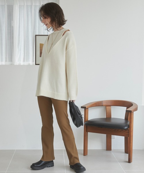 ANGIE（アンジー）の「リブフレアレギンス スリットあり / スリットなし（その他パンツ・レディース・グリーン系その他/ブラック/グレー系その他/カーキ/ブラック系その他/チャコールグレー・SMALL/MEDIUM）」の19枚目の写真