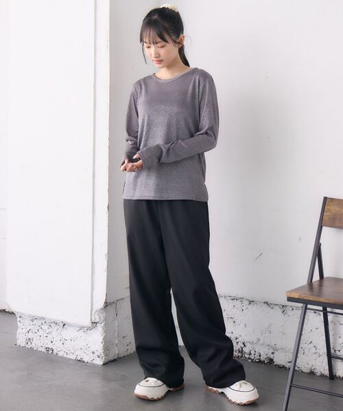RETRO GIRL（レトロガール）の「ラメシアーロンTEE（Tシャツ/カットソー・レディース・ブラック系その他/ベージュ/ライトグレー・FREE）」の13枚目の写真