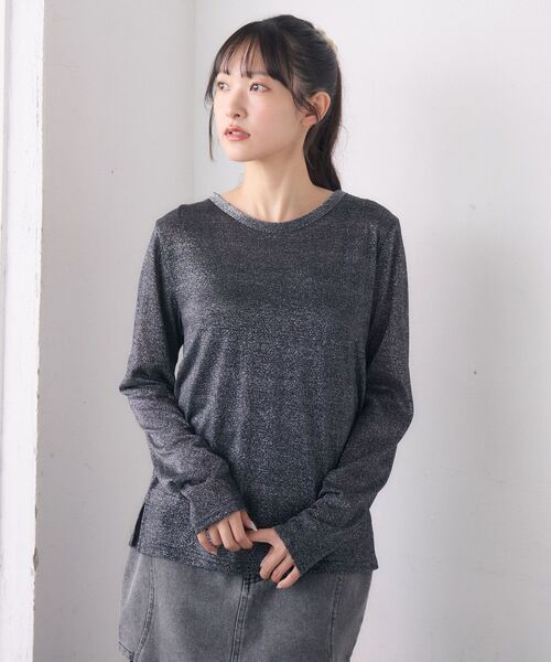 RETRO GIRL（レトロガール）の「ラメシアーロンTEE（Tシャツ/カットソー・レディース・ブラック系その他/ベージュ/ライトグレー・FREE）」の19枚目の写真