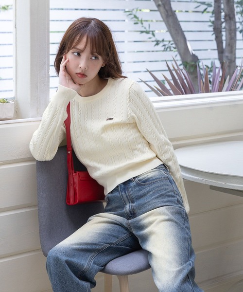 3.3 Field Trip (3.3フィールドトリップ)の「3.3 Field Trip/シンプルショートニット(Tシャツ/カットソー・レディース・ネイビー/ホワイト・FREE)」の1枚目の写真