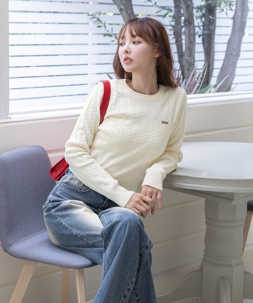 3.3 Field Trip (3.3フィールドトリップ)の「3.3 Field Trip/シンプルショートニット(Tシャツ/カットソー・レディース・ネイビー/ホワイト・FREE)」の7枚目の写真