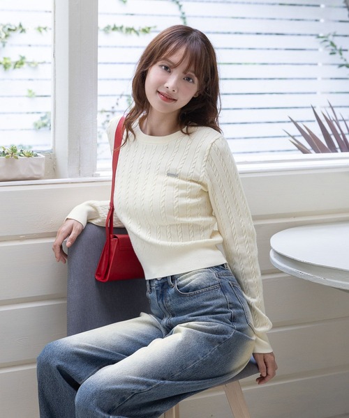 3.3 Field Trip (3.3フィールドトリップ)の「3.3 Field Trip/シンプルショートニット(Tシャツ/カットソー・レディース・ネイビー/ホワイト・FREE)」の9枚目の写真