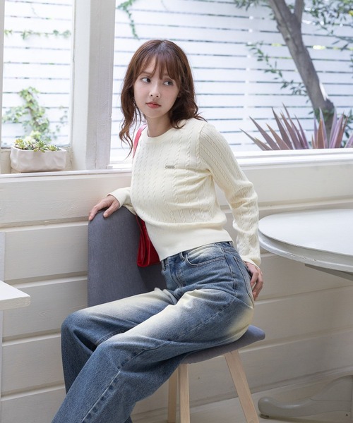 3.3 Field Trip (3.3フィールドトリップ)の「3.3 Field Trip/シンプルショートニット(Tシャツ/カットソー・レディース・ネイビー/ホワイト・FREE)」の11枚目の写真