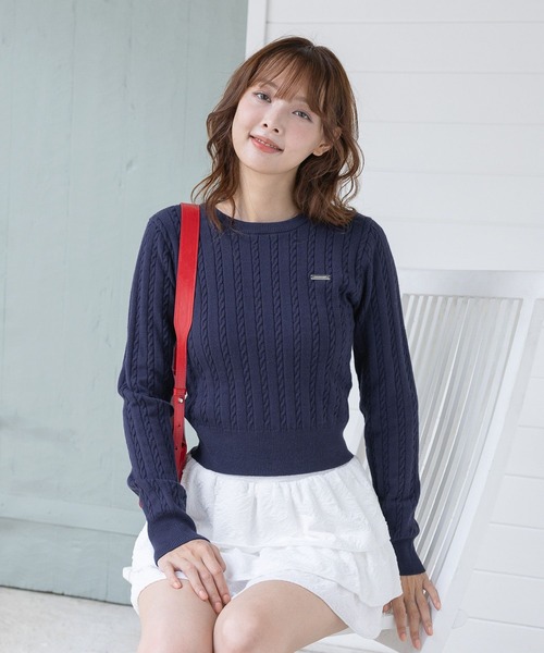 3.3 Field Trip (3.3フィールドトリップ)の「3.3 Field Trip/シンプルショートニット(Tシャツ/カットソー・レディース・ネイビー/ホワイト・FREE)」の16枚目の写真