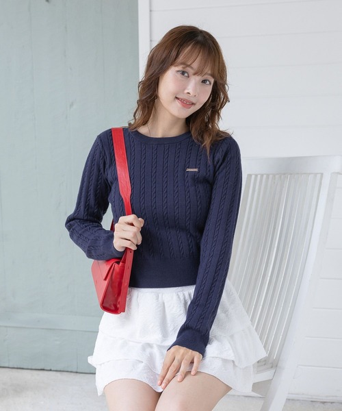 3.3 Field Trip (3.3フィールドトリップ)の「3.3 Field Trip/シンプルショートニット(Tシャツ/カットソー・レディース・ネイビー/ホワイト・FREE)」の17枚目の写真