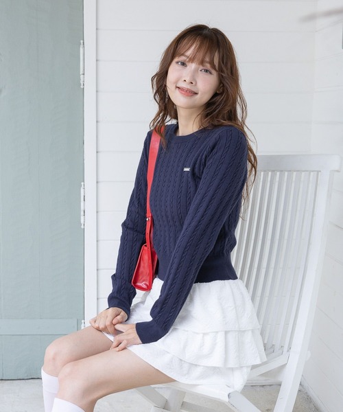 3.3 Field Trip (3.3フィールドトリップ)の「3.3 Field Trip/シンプルショートニット(Tシャツ/カットソー・レディース・ネイビー/ホワイト・FREE)」の22枚目の写真