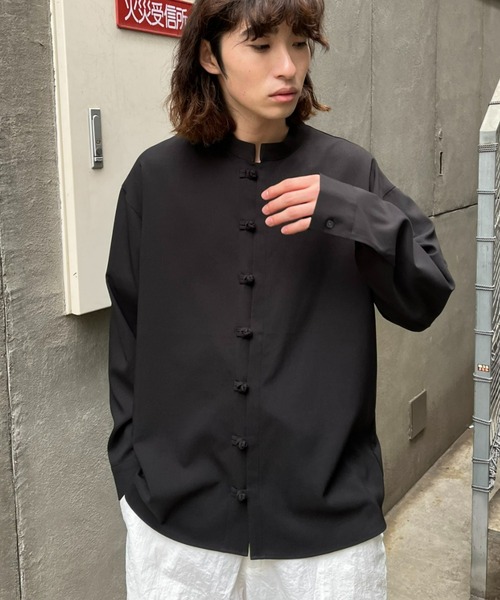 CIAOPANIC（チャオパニック）の「【ZOZO限定】チャイナオーバーシャツ（シャツ/ブラウス・メンズ・グレイッシュベージュ/ブラック/ダークブルー・XS/S/M/L/XL）」の14枚目の写真