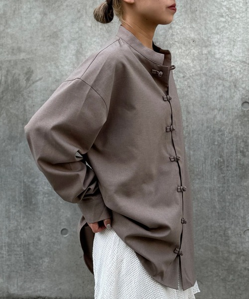 CIAOPANIC（チャオパニック）の「【ZOZO限定】チャイナオーバーシャツ（シャツ/ブラウス・メンズ・グレイッシュベージュ/ブラック/ダークブルー・XS/S/M/L/XL）」の18枚目の写真