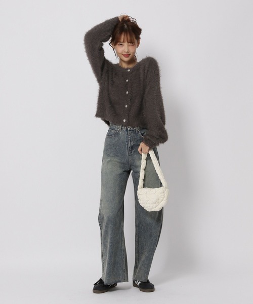 3.3 Field Trip （3.3フィールドトリップ）の「3.3 Field Trip／フェザーニットクルーカーディガン（カーディガン/ボレロ・レディース・チャコール/ブルー・FREE）」の6枚目の写真