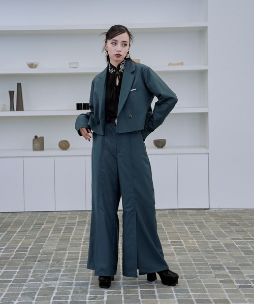 HARE ジレセットアップ（ノースリーブジャケット＋タックパンツ）ライトグレー HARE ベスト ジレ 「SET UP対応」シックリラックスカットオフ