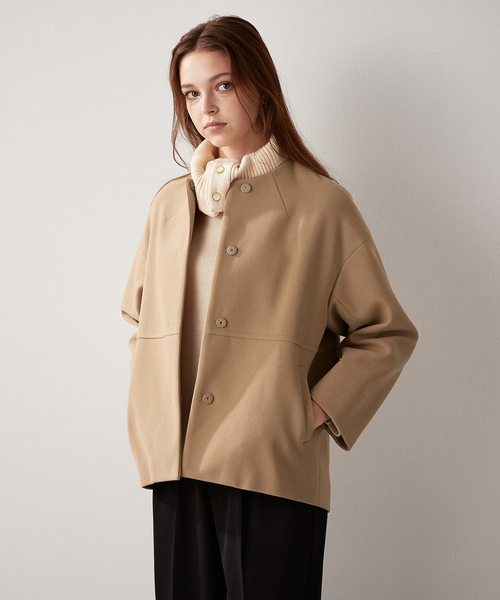 LE SOUK HOLIDAY(ルスークホリデー)の「【BEAUTYLUX】フェイクウールショートコート(ノーカラーコート・レディース・グレー/チャコールグレー/ベージュ/ブラック・M/L)」の15枚目の写真