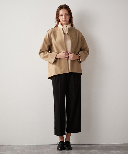 LE SOUK HOLIDAY(ルスークホリデー)の「【BEAUTYLUX】フェイクウールショートコート(ノーカラーコート・レディース・グレー/チャコールグレー/ベージュ/ブラック・M/L)」の18枚目の写真