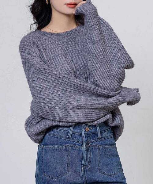 DAY CLOSET(デイ クローゼット)の「レディース 長袖ボリューム袖グリッターラメニットプルオーバー(ニット/セーター・レディース・グレー/レッド/ライトブラウン・FREE)」の5枚目の写真