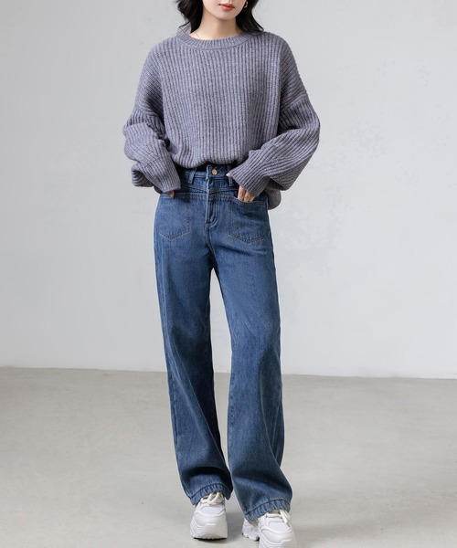 DAY CLOSET(デイ クローゼット)の「レディース 長袖ボリューム袖グリッターラメニットプルオーバー(ニット/セーター・レディース・グレー/レッド/ライトブラウン・FREE)」の7枚目の写真