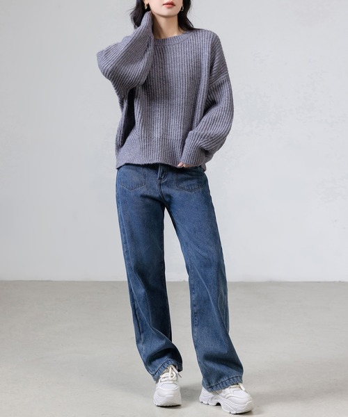 DAY CLOSET(デイ クローゼット)の「レディース 長袖ボリューム袖グリッターラメニットプルオーバー(ニット/セーター・レディース・グレー/レッド/ライトブラウン・FREE)」の8枚目の写真