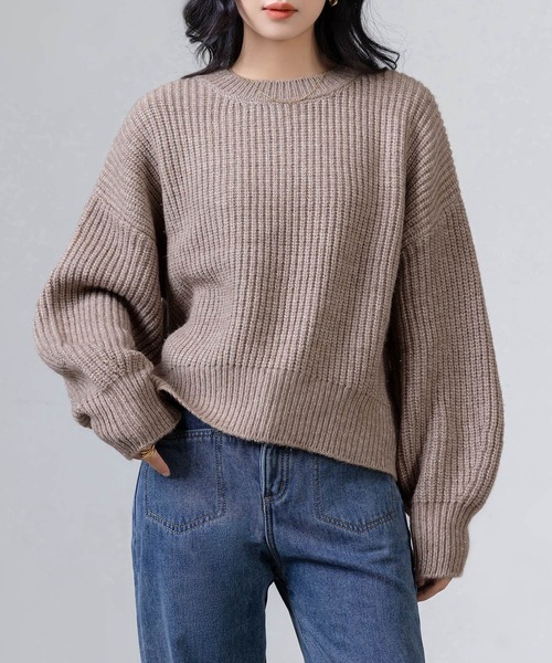DAY CLOSET(デイ クローゼット)の「レディース 長袖ボリューム袖グリッターラメニットプルオーバー(ニット/セーター・レディース・グレー/レッド/ライトブラウン・FREE)」の11枚目の写真