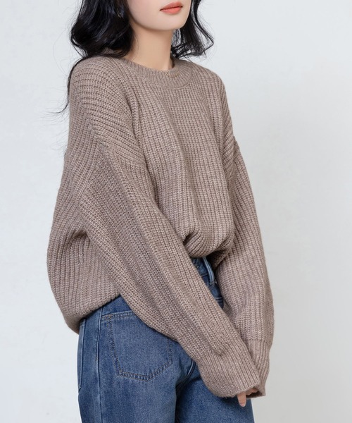 DAY CLOSET(デイ クローゼット)の「レディース 長袖ボリューム袖グリッターラメニットプルオーバー(ニット/セーター・レディース・グレー/レッド/ライトブラウン・FREE)」の12枚目の写真