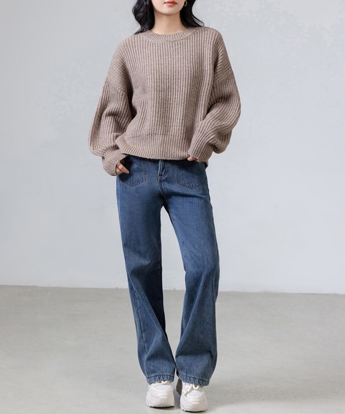 DAY CLOSET(デイ クローゼット)の「レディース 長袖ボリューム袖グリッターラメニットプルオーバー(ニット/セーター・レディース・グレー/レッド/ライトブラウン・FREE)」の15枚目の写真