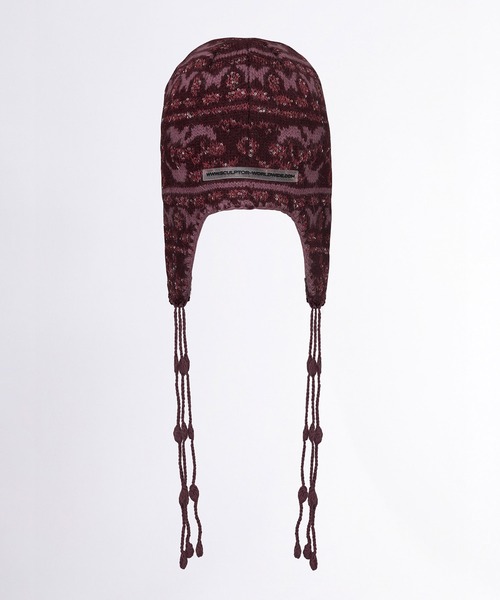 SCULPTOR(スカルプター)の「Sequin Nordic Earflap Beanie/シークインノルディックイヤーフラップビーニー(ニットキャップ/ビーニー・レディース・ダークパープル/ライトベージュ/ホワイト・FREE)」の6枚目の写真