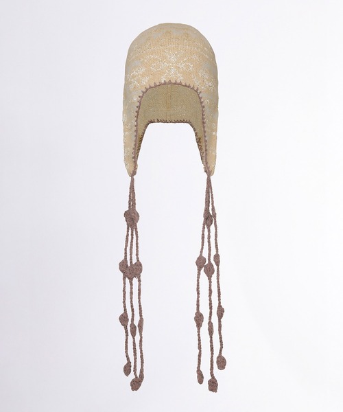 SCULPTOR(スカルプター)の「Sequin Nordic Earflap Beanie/シークインノルディックイヤーフラップビーニー(ニットキャップ/ビーニー・レディース・ダークパープル/ライトベージュ/ホワイト・FREE)」の7枚目の写真