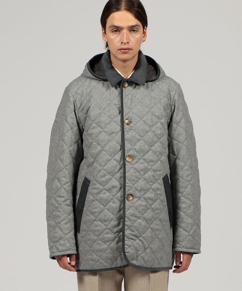 LAVENHAM 英国製 フード ウールキルティング コート グレー 38 LAVENHAM（ラベンハム） 並行輸入 ジャケット クレイドン フード付き