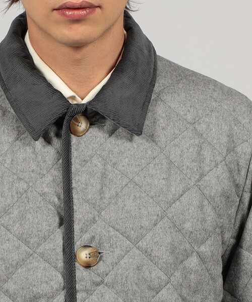 LAVENHAM(ラベンハム)の「【別注】LAVENHAM DENSTON リサイクルウール キルティングコート(ステンカラーコート・メンズ・チャコールグレー/グレー/ネイビー・L/M/S)」の9枚目の写真