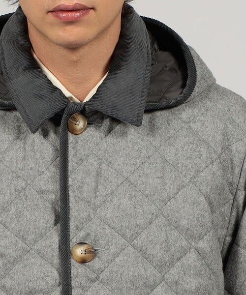 LAVENHAM(ラベンハム)の「【別注】LAVENHAM DENSTON リサイクルウール キルティングコート(ステンカラーコート・メンズ・チャコールグレー/グレー/ネイビー・L/M/S)」の10枚目の写真
