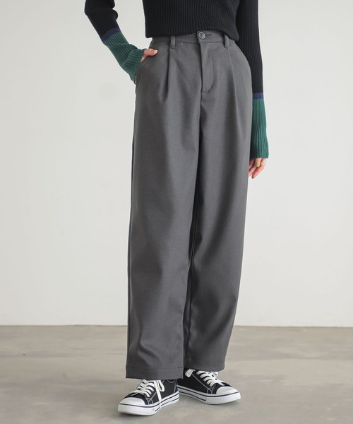 n'OrLABEL(ノアールレーベル)の「微起毛ワンタックテーパードパンツ(その他パンツ・レディース・ベージュ/チャコール/ブラック・1/2)」の3枚目の写真