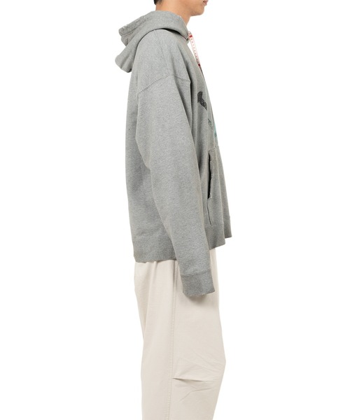 セール】Smily Face Print Distressed Hoodie（スウェット
