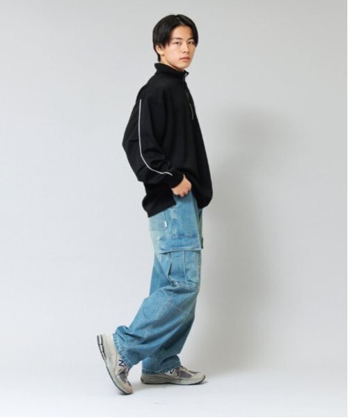 GLAZOS（グラソス）の「【大人向けサイズあり】【あったか保温/速乾】ダンボールニット・ハーフジッププルオーバー（スウェット・キッズ・ライトグレー/ブラック・LL/S/M/L）」の3枚目の写真