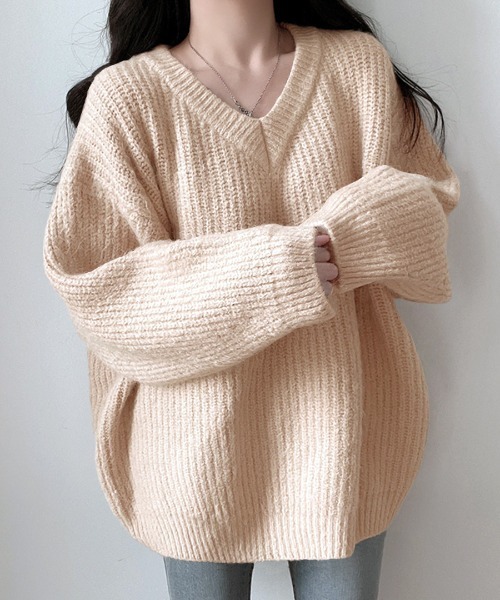 在庫限りで販売終了】シルクVネックセーター（長袖） | & Silk