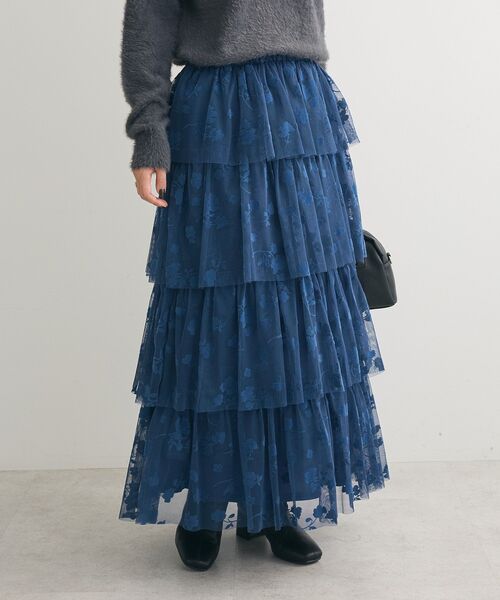 ELENCARE DUE（エレンカーレデュエ）の「・ELENCARE DUE フロッキーptチュールスカート（スカート・レディース・チャコールグレー/ブルー/ブラック・FREE）」の3枚目の写真