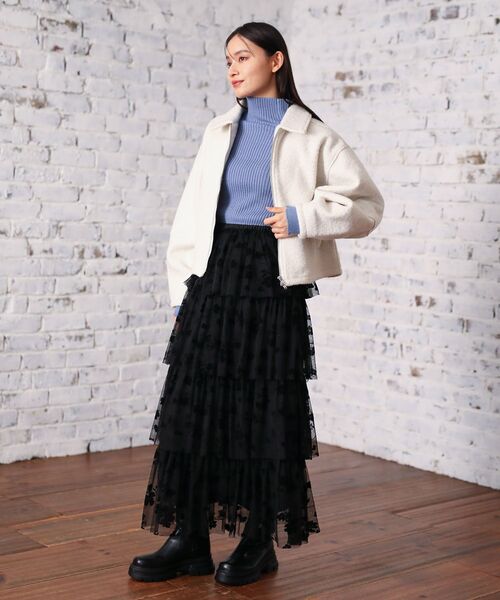 ELENCARE DUE（エレンカーレデュエ）の「・ELENCARE DUE フロッキーptチュールスカート（スカート・レディース・チャコールグレー/ブルー/ブラック・FREE）」の5枚目の写真