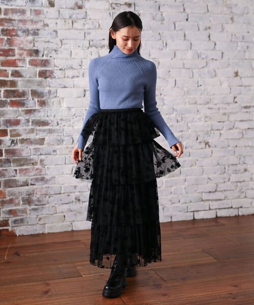 ELENCARE DUE（エレンカーレデュエ）の「・ELENCARE DUE フロッキーptチュールスカート（スカート・レディース・チャコールグレー/ブルー/ブラック・FREE）」の7枚目の写真