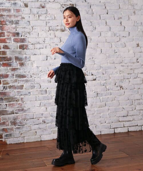 ELENCARE DUE（エレンカーレデュエ）の「・ELENCARE DUE フロッキーptチュールスカート（スカート・レディース・チャコールグレー/ブルー/ブラック・FREE）」の8枚目の写真