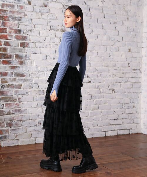 ELENCARE DUE（エレンカーレデュエ）の「・ELENCARE DUE フロッキーptチュールスカート（スカート・レディース・チャコールグレー/ブルー/ブラック・FREE）」の9枚目の写真