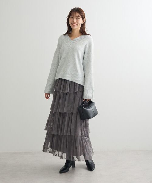 ELENCARE DUE（エレンカーレデュエ）の「・ELENCARE DUE フロッキーptチュールスカート（スカート・レディース・チャコールグレー/ブルー/ブラック・FREE）」の11枚目の写真