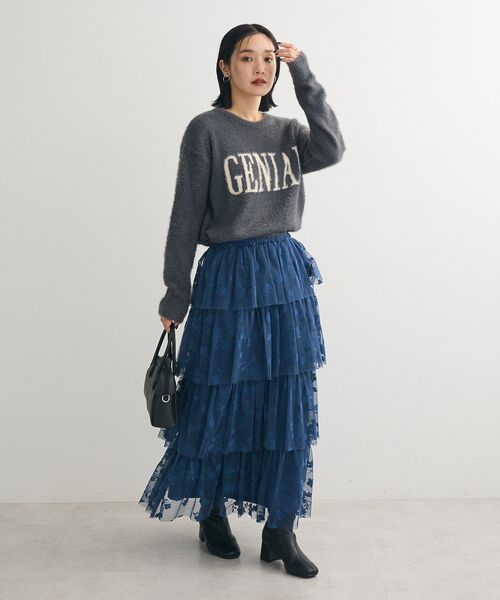 ELENCARE DUE（エレンカーレデュエ）の「・ELENCARE DUE フロッキーptチュールスカート（スカート・レディース・チャコールグレー/ブルー/ブラック・FREE）」の12枚目の写真