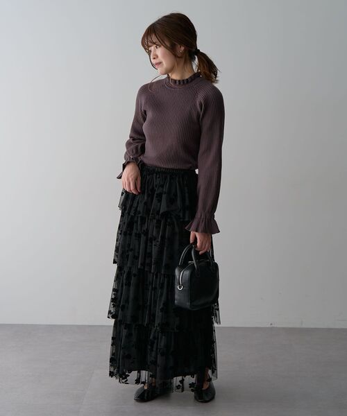 ELENCARE DUE（エレンカーレデュエ）の「・ELENCARE DUE フロッキーptチュールスカート（スカート・レディース・チャコールグレー/ブルー/ブラック・FREE）」の13枚目の写真