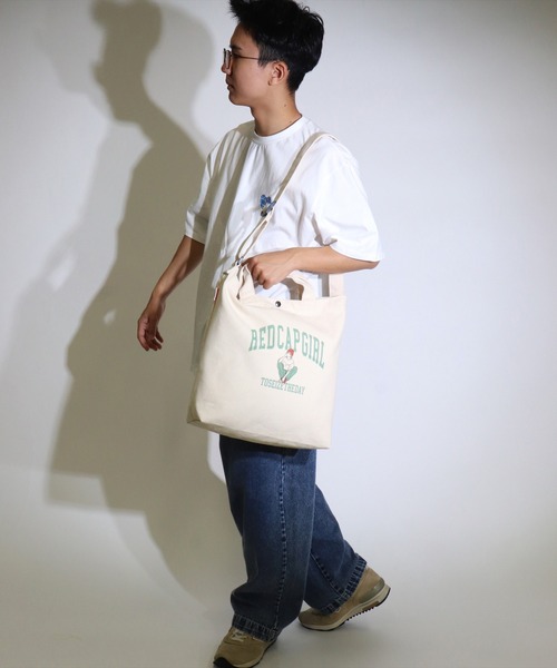Red Cap Girl（レッドキャプガール）の「(LG)【Red Cap Girl】2WAY キャンバス ショルダー & トートバッグ（トートバッグ・メンズ・アイボリー系1/アイボリー系2/アイボリー系3/アイボリー系4・ONE SIZE）」の13枚目の写真