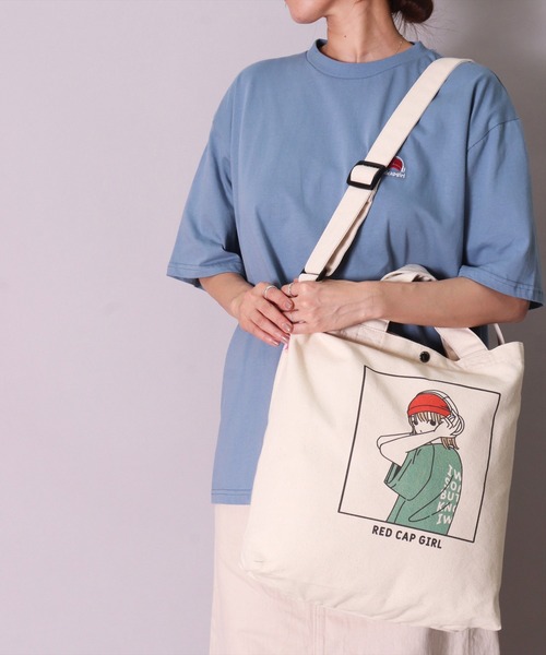 Red Cap Girl（レッドキャプガール）の「(LG)【Red Cap Girl】2WAY キャンバス ショルダー & トートバッグ（トートバッグ・メンズ・アイボリー系1/アイボリー系2/アイボリー系3/アイボリー系4・ONE SIZE）」の7枚目の写真
