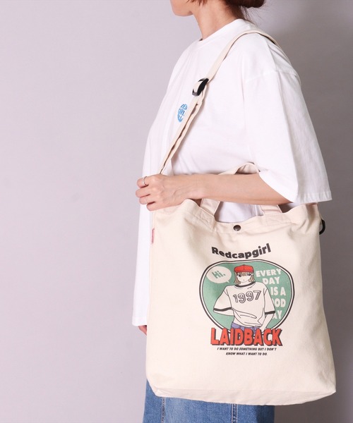 Red Cap Girl（レッドキャプガール）の「(LG)【Red Cap Girl】2WAY キャンバス ショルダー & トートバッグ（トートバッグ・メンズ・アイボリー系1/アイボリー系2/アイボリー系3/アイボリー系4・ONE SIZE）」の11枚目の写真