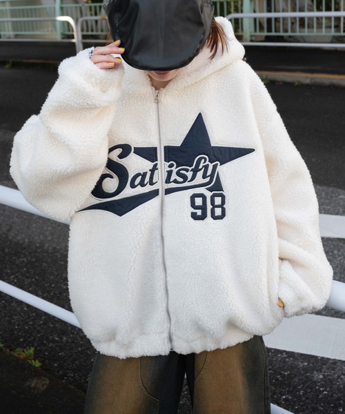 WEGO(ウィゴー)の「WEGO/ロゴボアパーカー(ブルゾン・レディース・ブラック/アイボリー・FREE)」の16枚目の写真